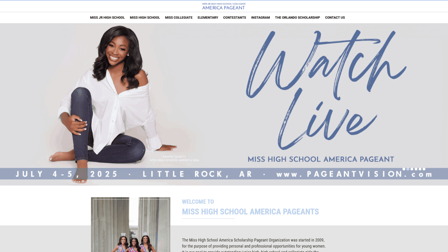 Website designed for client Americas High School Pageant in Roanoke, Virginia