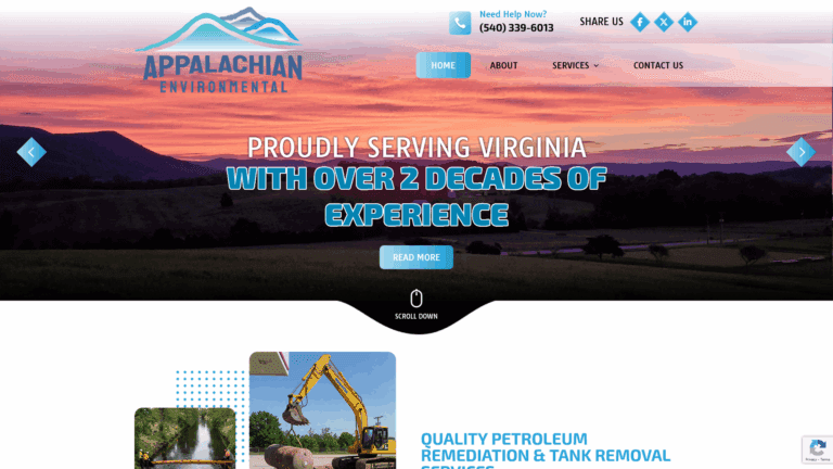 Website designed for client Appalachian Environmental in Roanoke, Virginia
