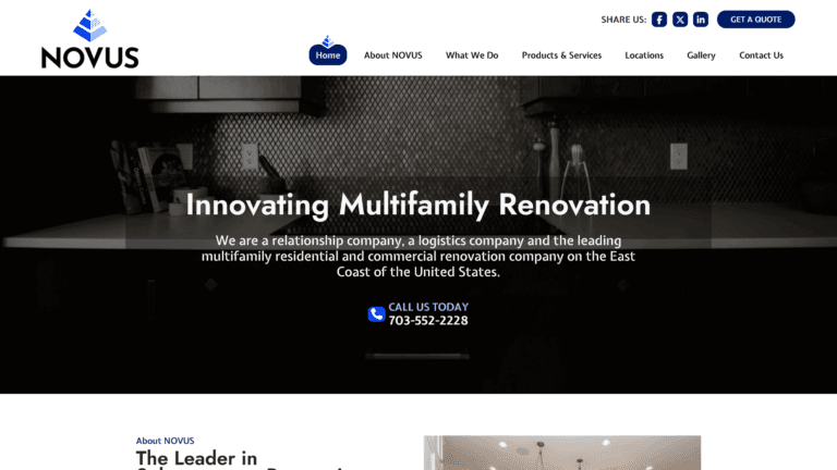 Website designed for client NOVUS in Roanoke, Virginia
