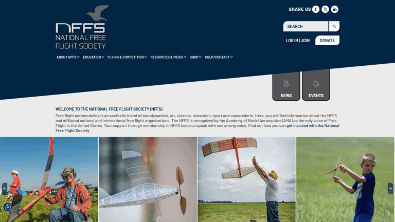 Website designed for client National Free Flight Society in The United States