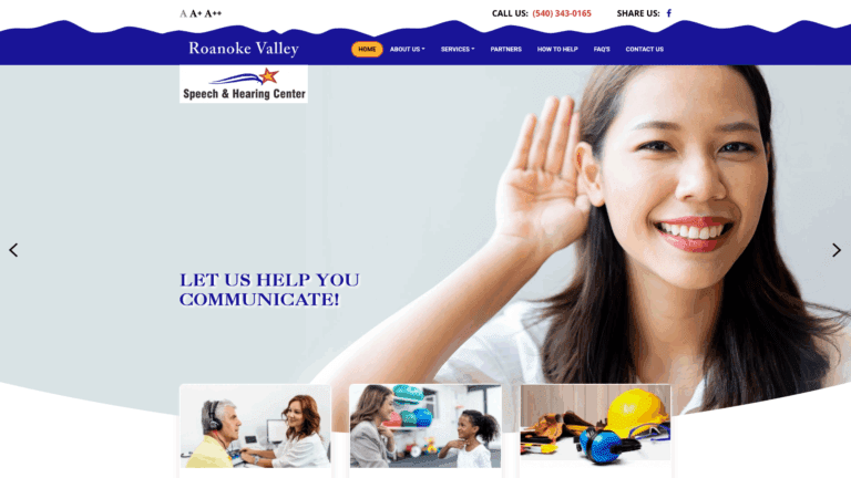 Website designed for client Roanoke Valley Speech and Hearing in Roanoke, Virginia