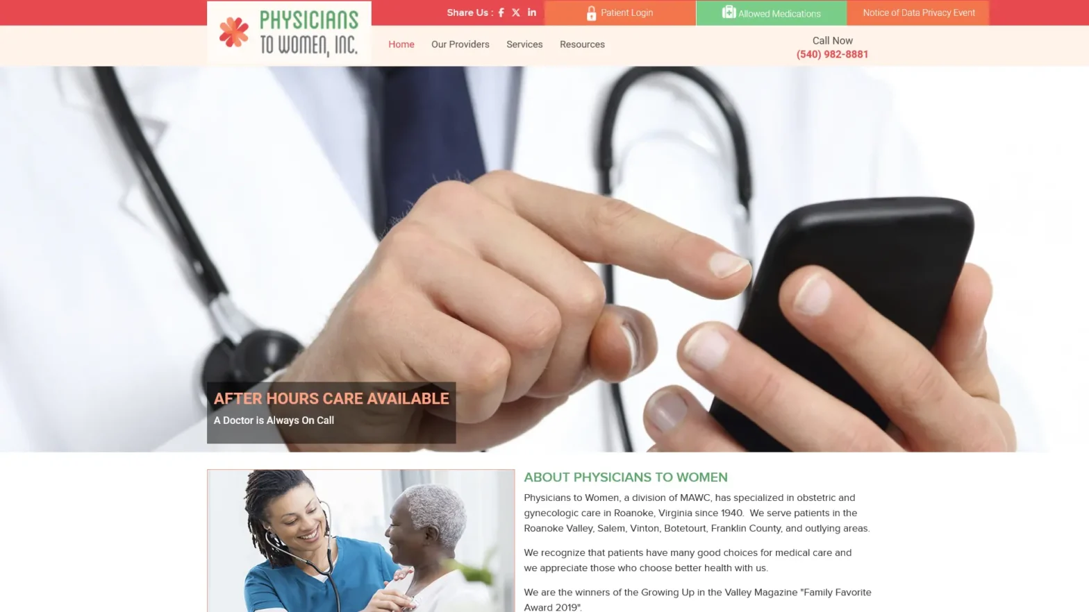 Screenshot 2025 04 22 at 12 01 39 ob gyn clinic in roanoke va physicians to women obstetrics amp gynecology care