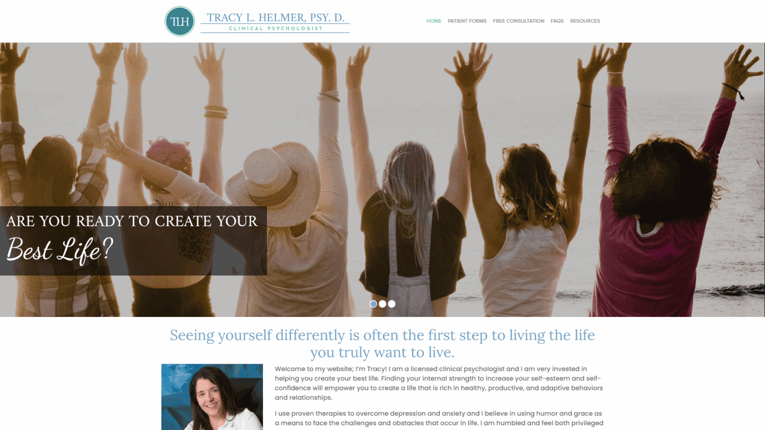 Website designed for client Tracy Helmer in Roanoke, Virginia