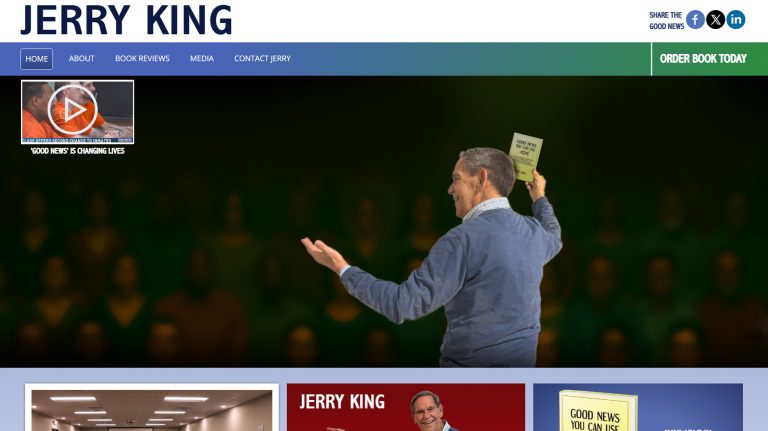 Website designed for client Jerry King Author in Roanoke, Virginia
