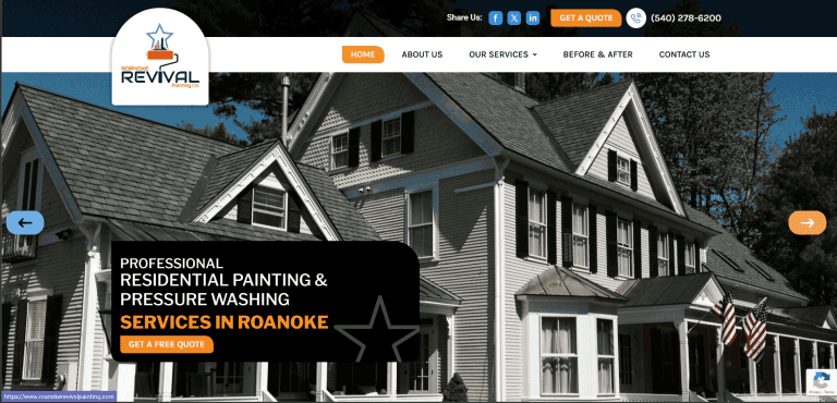 Website designed for client Roanoke Revival Painting in Roanoke, Virginia