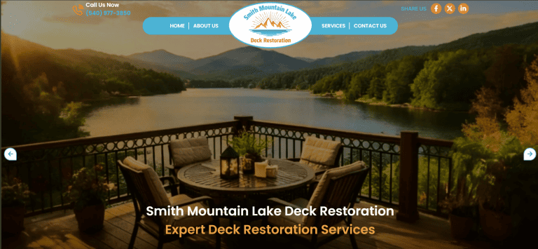 Website designed for client Smith Mountain Lake Deck Restoration in Roanoke, Virginia