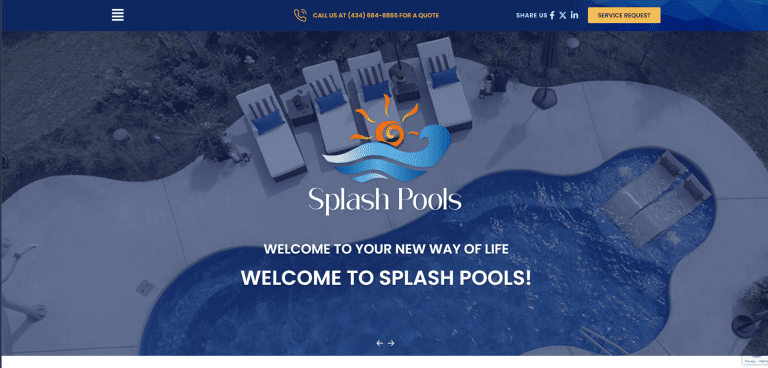 Website designed for client Splash Pools in Lynchburg, Virginia