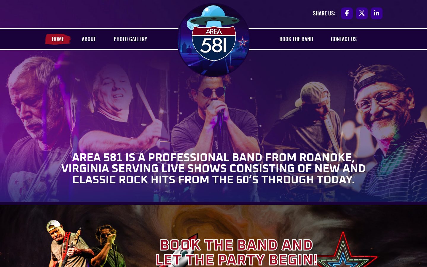 Desktop view of the Area 581 website