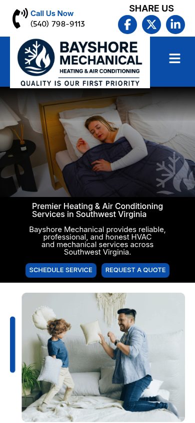 Responsive mobile view of the Bayshore Mechanical website