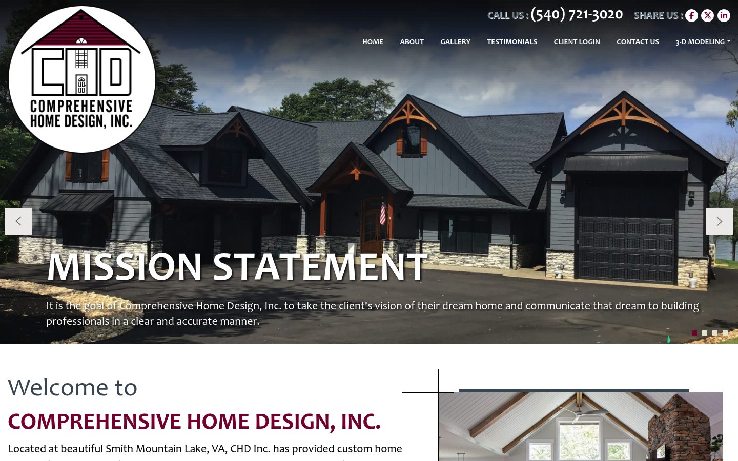 Desktop view of the Comprehensive Home Design website
