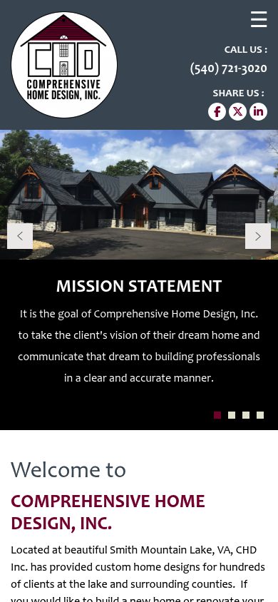 Responsive mobile view of the Comprehensive Home Design website