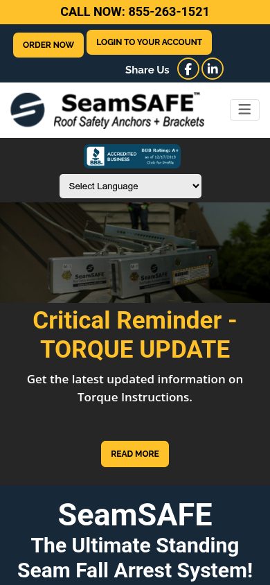 Responsive mobile view of the Construction Specialty Anchors website