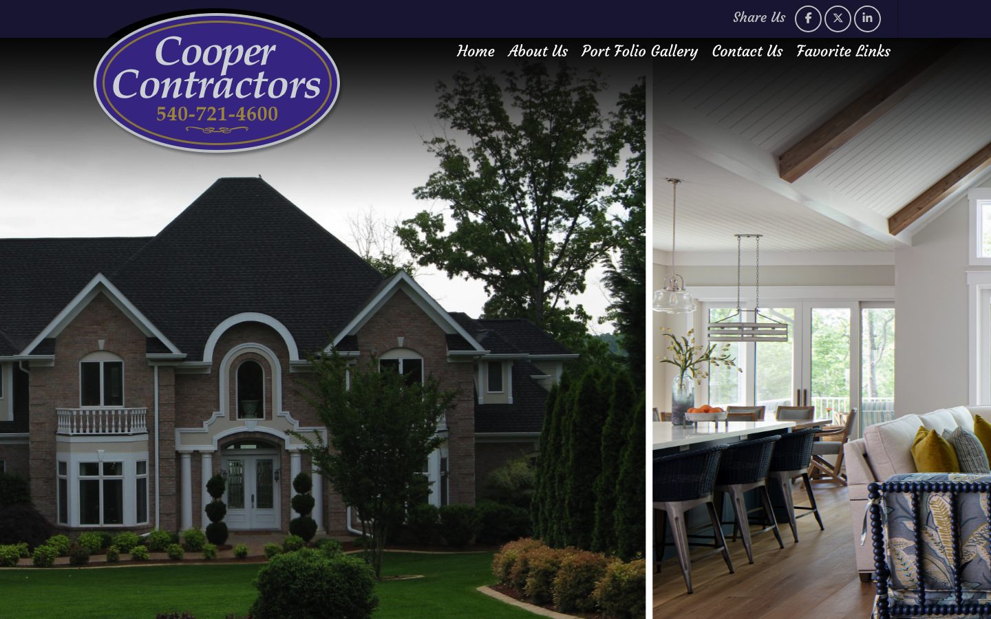 Desktop view of the Cooper Contractors website