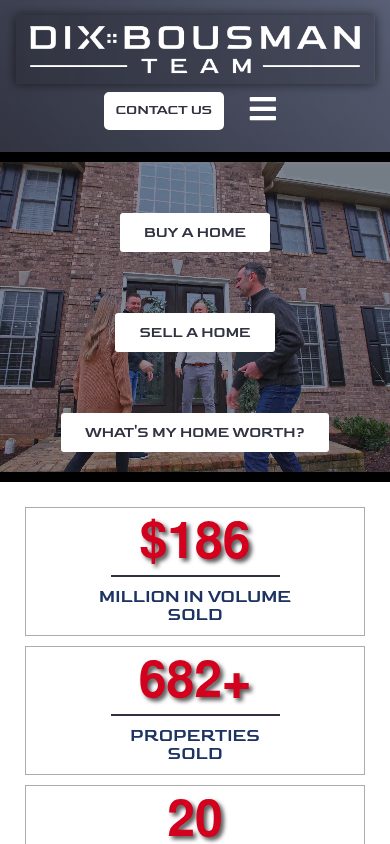 Responsive mobile view of the DixBousman Real Estate Team website