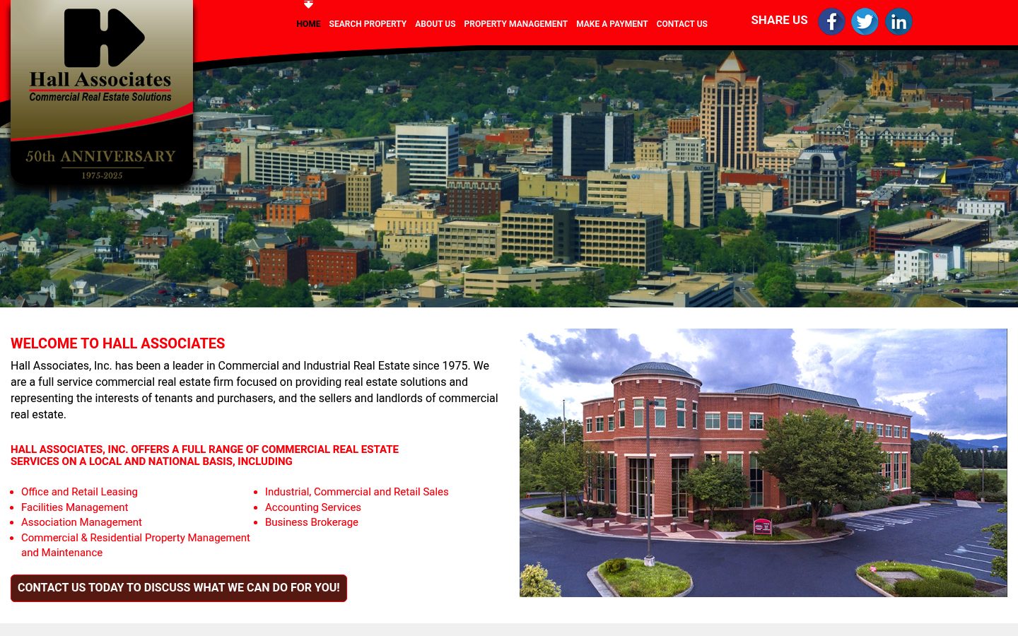 Desktop view of the Hall Associates website