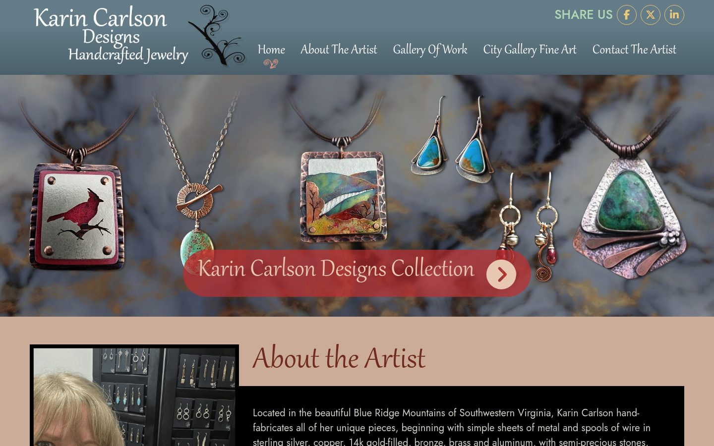 Desktop view of the Karin Carlson Designs website