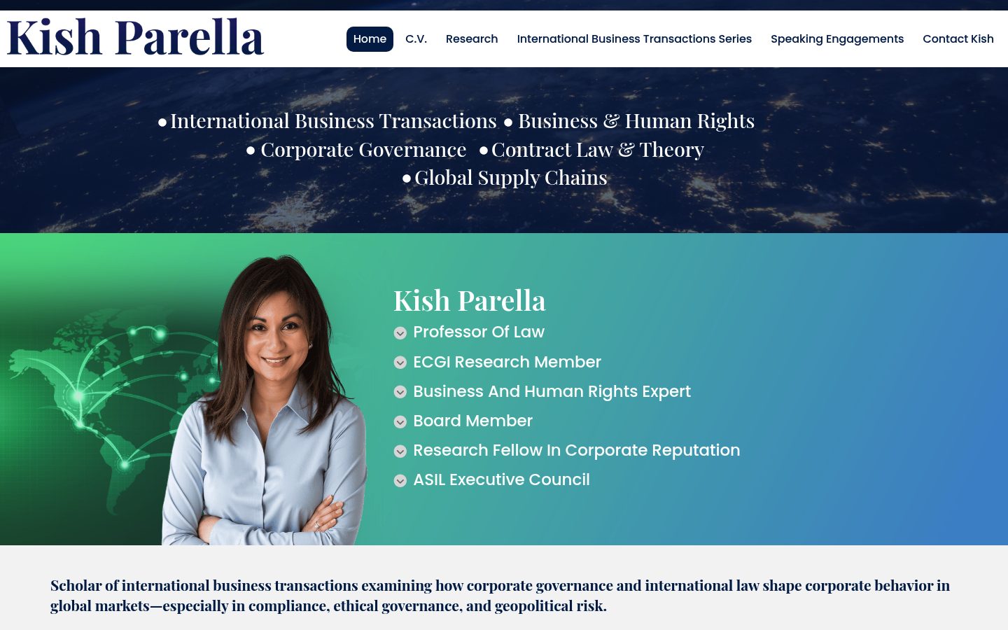 Desktop view of the Kish Parella CV website