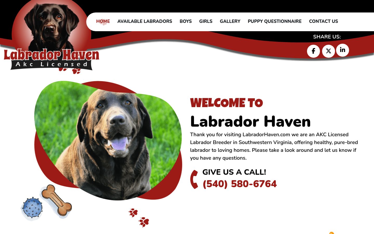 Desktop view of the Labrador Haven website