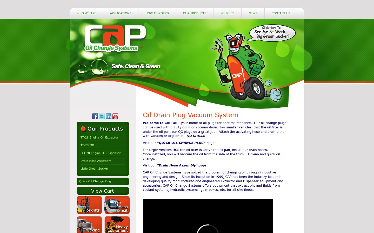 Desktop view of the Oil Change Systems website