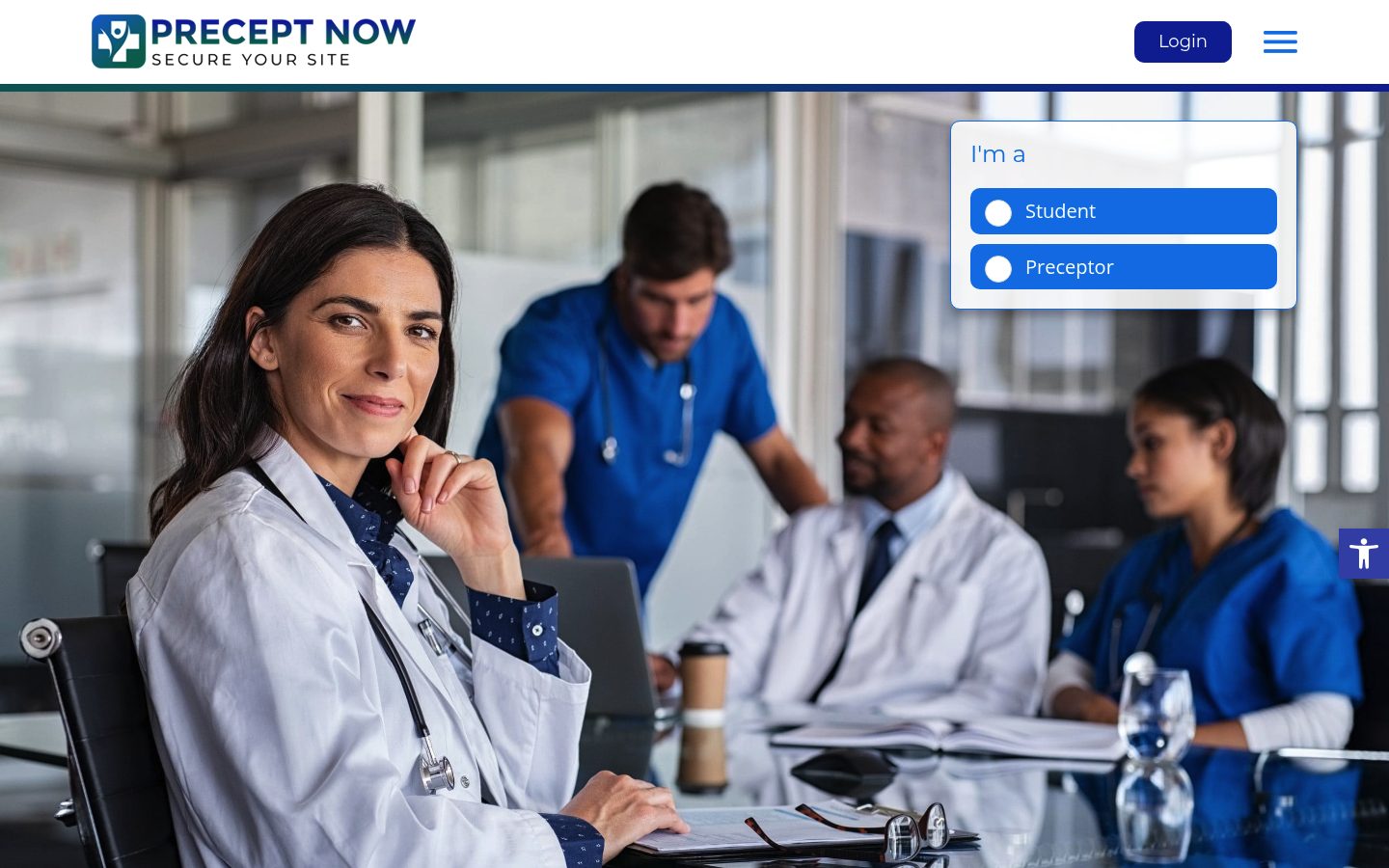 Desktop view of the Precept Now website