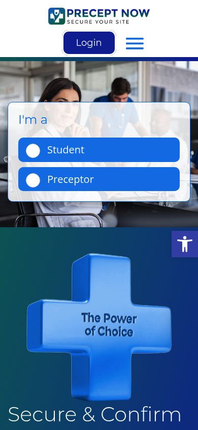 Responsive mobile view of the Precept Now website