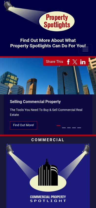 Responsive mobile view of the Property Spotlights website