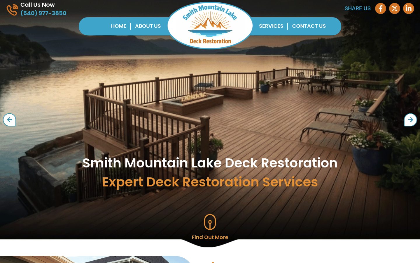 Desktop view of the Smith Mountain Lake Deck Restoration website