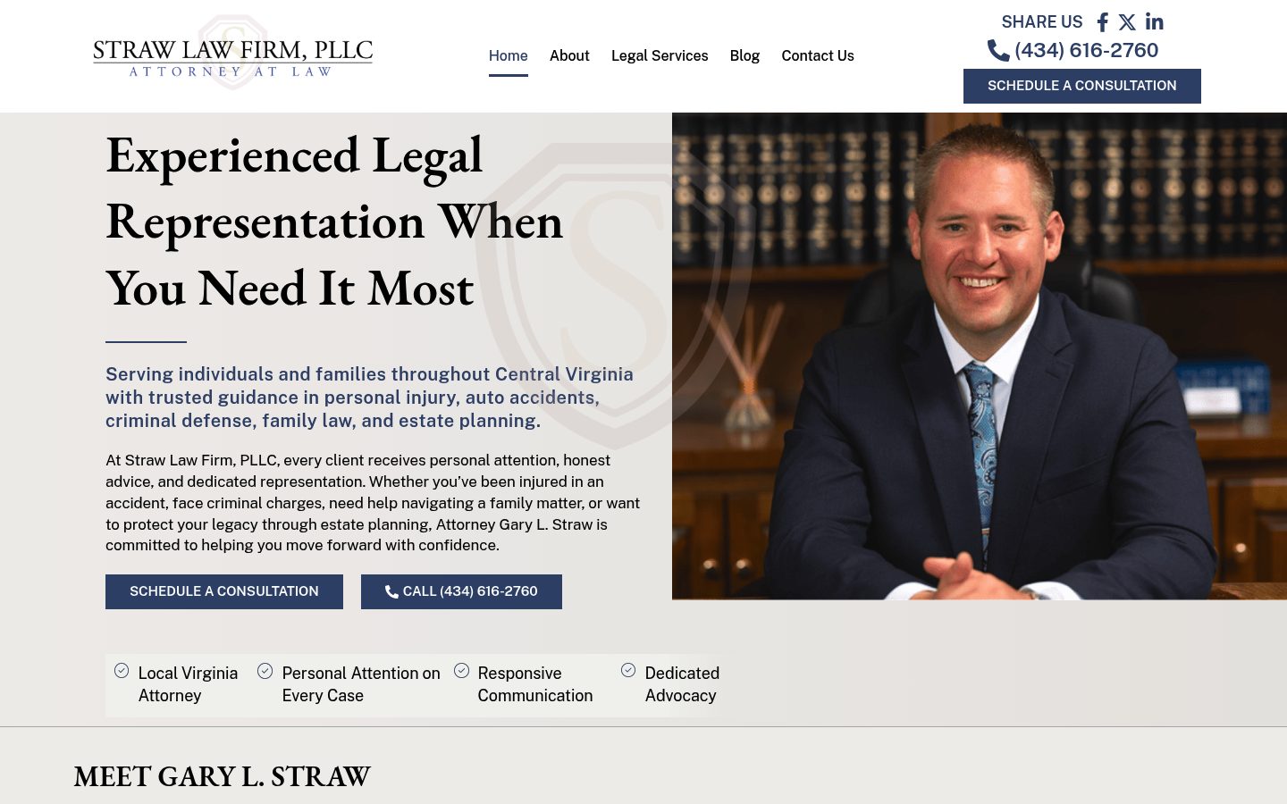Desktop view of the Straw Law Firm website