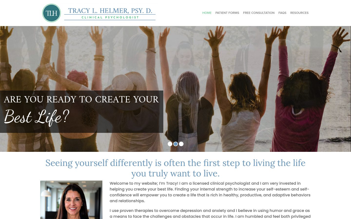 Desktop view of the Tracy Helmer website